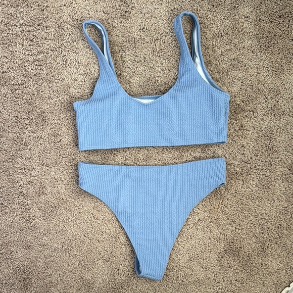 Light Blue Ribbed Bikini Set - Picture 4 of 4